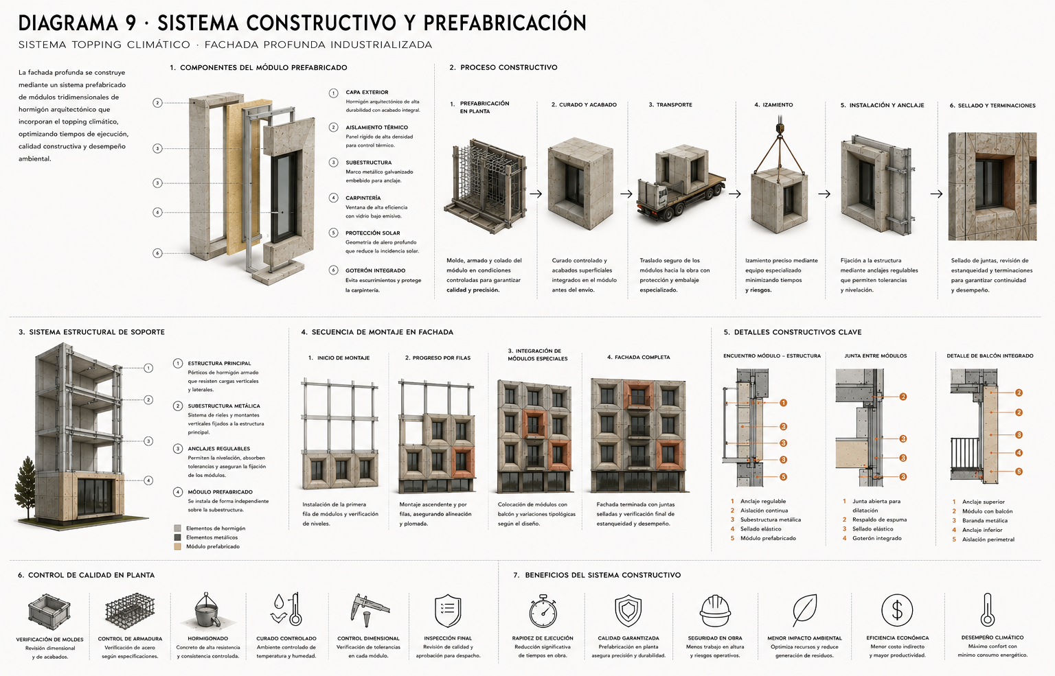 Diagrama 9 sobre sistema constructivo y prefabricación